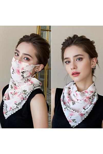 choice2 White Peony Womens Sun Protection Floral Scarf, Adjustable Protection...