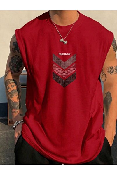 FAVORİST Perseverance Printed Sleeveless Tshirt Men's Zero Sleeve Clothing Fi...
