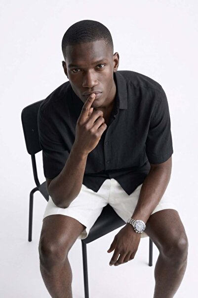 BARRELS AND OIL Men's Short Sleeve Draped Shirt - Black