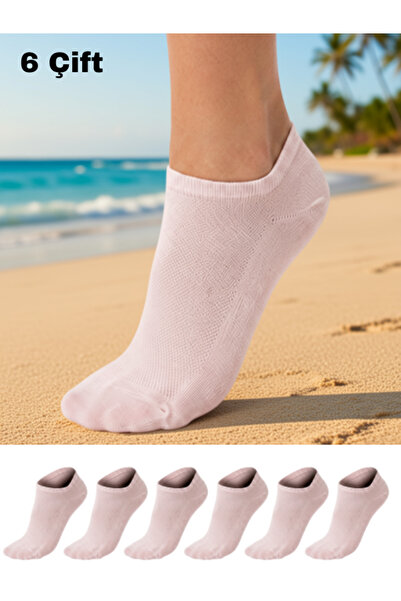 CLEWEAR Kadın Patik Pamuklu Pirinç Örgülü Çorap 6'lı Paket