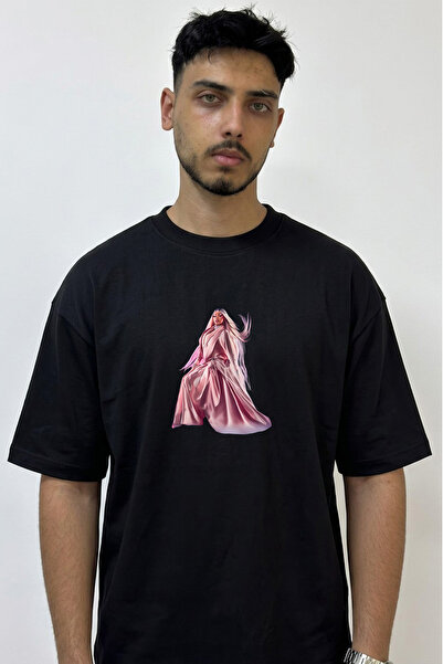 Anetos Cardi B_41 Design Printed Oversize Black T-Shirt