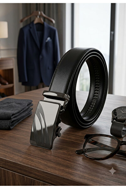 Deribond Men's Faux Leather Belt with Automatic Lock - Stylish Buckle with Sp...