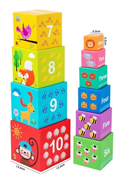 CasaDesteapta.ro Turn piramida, set 10 cuburi din carton de stivuit
