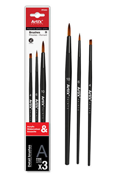 ARTIX PAINTS σετ πινέλων ζωγραφικής PP280, μαύρο, 3τμχ