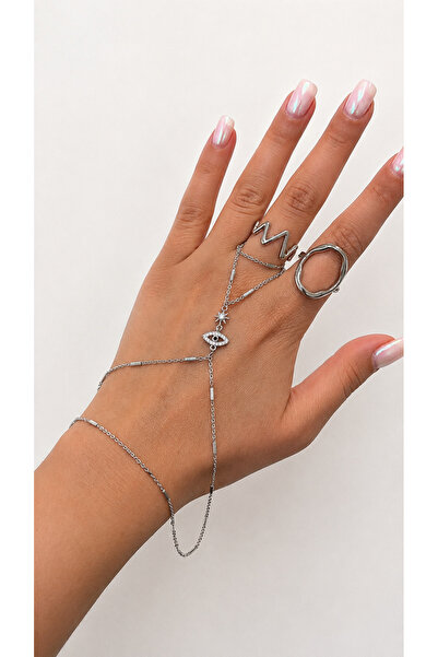 GLARE JEWELRY CO Eye Detailed Zircon Stone Stainless Steel Shahmeran