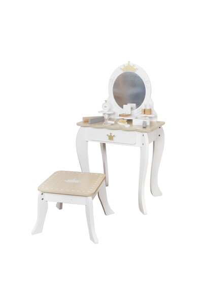 EMPORIO COLLECTION Παιδικό Ξύλινο Τραπεζάκι Ομορφιάς με Καθρέφτη και Αξεσουάρ
