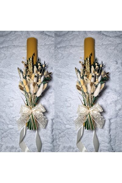 OEM Set de 2 lumânări pentru nuntă sau botez, din ceară, decorate cu flori us...