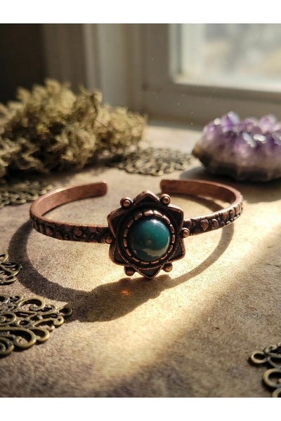 Meneva Aksesuar Jade Stone Natural Stone Detailed Ethnic Patterned Adjustable...