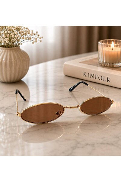 Vipfoni Small Oval Metal Frame Sunglasses