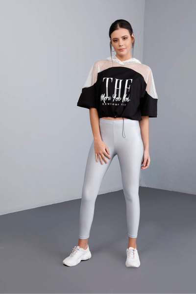 FIRST STYLE Turkish Trousers for Sports Leggins Silver Color