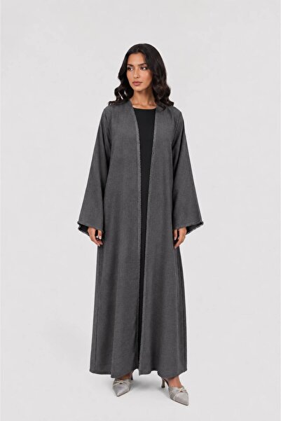 Ophelia Linen Open Front Kimono Set with Matching Hijab & Inner Dress