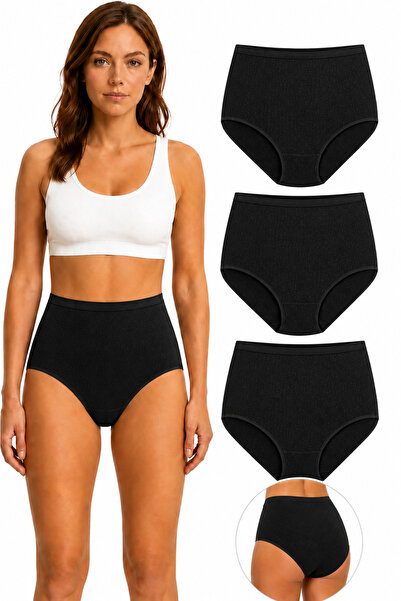 westicgiyim 3 Pack 100% Cotton Hearted Bato Women's Panties High Waist Wide Fit