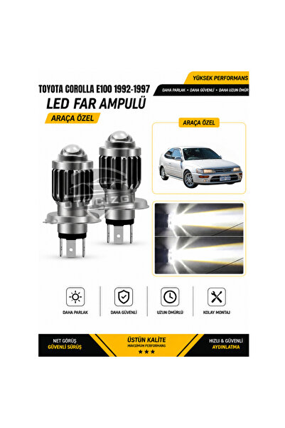 Oto Çizgi Toyota Corolla E100 1992-1997 H4 LED Far Ampulü Beyaz Işık Canbus M...