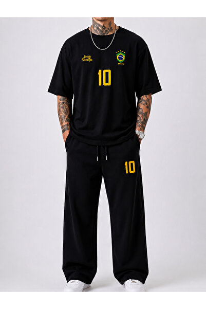 ZAVIXO Men's Cotton Summer Oversize T-Shirt and Pants Set, Size 10, Brazilian...