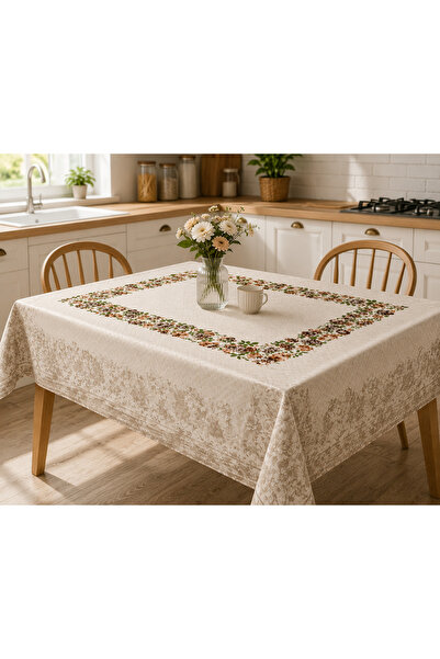 Beyaz Home 115 x 140 cm PVC Kaplı Leke Tutmaz Masa Örtüsü