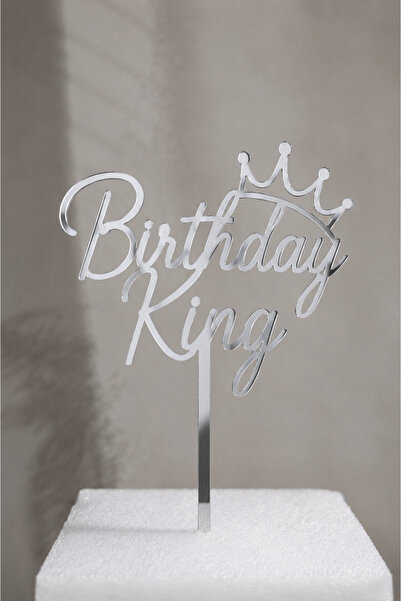 Pleksibu Birthday King Silver Cake Topper