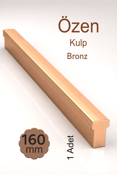 Badem10 Özen 160 mm 16 cm Düz Bronz Metal Mobilya Kulpu Uzun Çekmece Dolap Ka...
