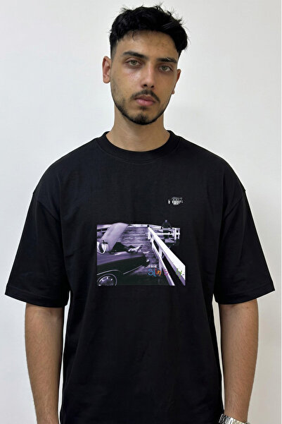 Anetos Slim Shady_8 Σχέδιο με στάμπα, μαύρο μπλουζάκι oversized