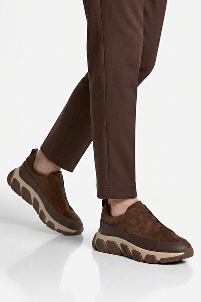 LUCIANO BELLINI Brown Suede (Wide Fit) Genuine Leather Men's Casual Shoes