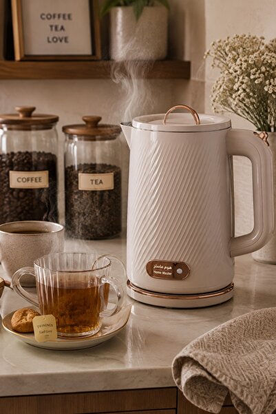 Generic Electric Kettle 1.8L Beige Color Double Wall Safe for Corners of Luxury