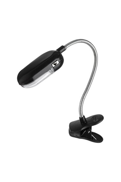 Jumbo Lampă de citit LED neagră cu clip, braț flexibil și lumină albă, 22x3 cm