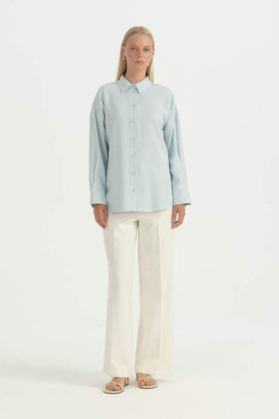 Nihan Low Sleeve Modal Shirt - Light Blue