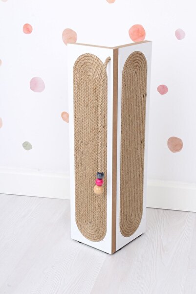 Empressco White Corner Cat Scratching Post with Bead Detailing, Stylish and C...