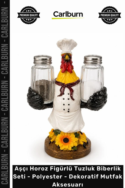 Carlburn Special Edition Gift Salt and Pepper Shaker Set with Chef Rooster Fi...