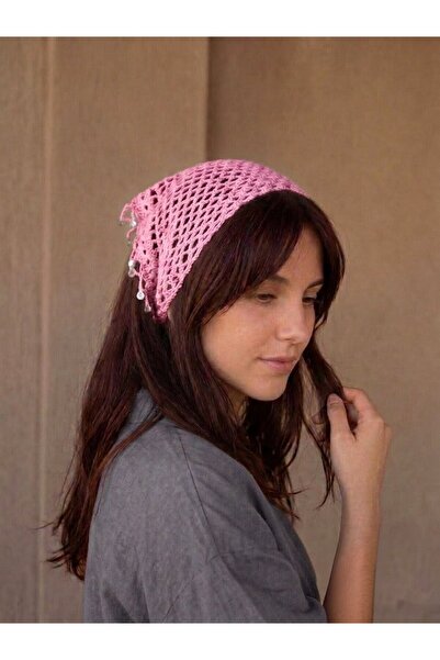 EsSo butik Women's Hand-Knitted Metal Sequin Detailed Mesh Bandana Hair Acces...