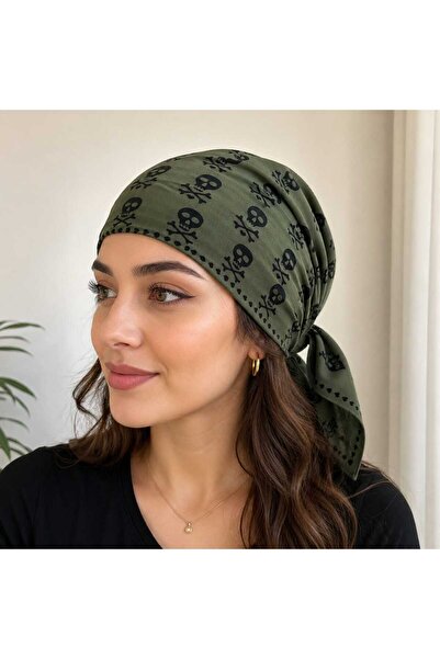 Bittox Kuru Kafa Desenli Kadın Saç Bandanası Bağlamalı Esnek Unisex Günlük Ku...