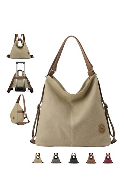 Generic Osowake Convertible Canvas Tote Bag Backpack for Women with Zipper Po...