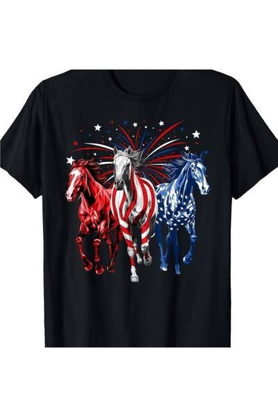 23 nisan Men's Women's Patriotic Lovers T-Shirt - Cotton Red White Blue Ameri...