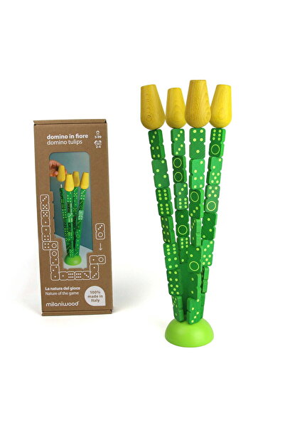 Milaniwood Tulips dominoes with wooden stacking elements