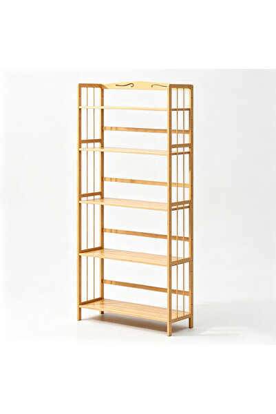 genric 5-Tier Solid Bamboo Adjustable Storage Rack - Space-Saving Bookshelf &...