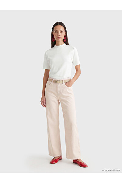 LC Waikiki Trendlucky Wideleg Women's Jean Pants with Belt and Difference in ...