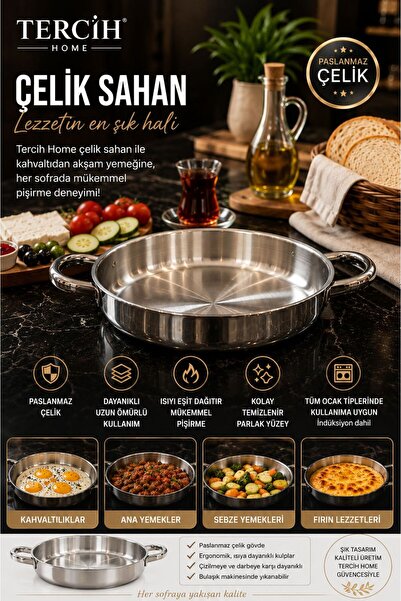 Tercih Home 18 cm Stainless Steel Egg Pan Pot with Double Handles Egg Pan Pot