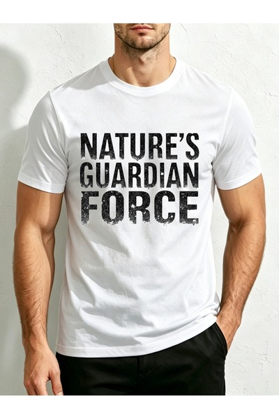LİNA06 تي شيرت رجالي من Guardian Power Graphic برقبة دائرية، تصميم فضفاض، 100...