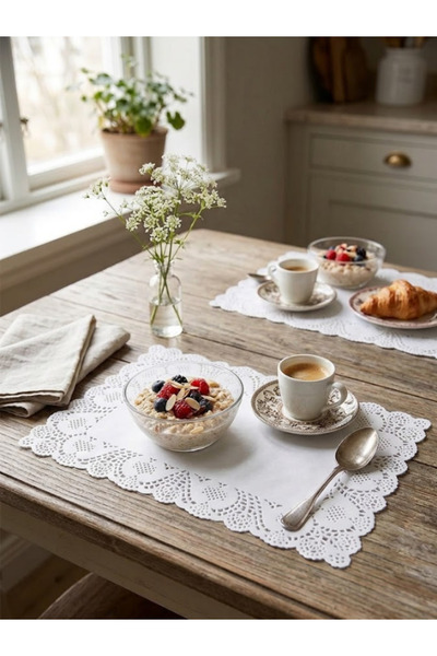 mucit home 50 Pieces Rectangular Lace-Look Paper Plates 40*30 cm Dessert Food...