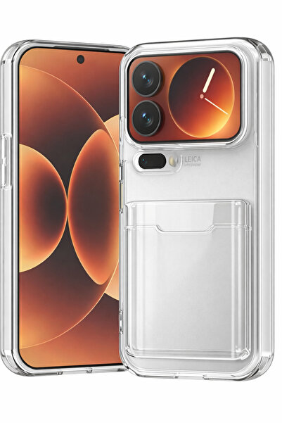 NANOSPACE Xiaomi 17 Pro Max İle Uyumlu Kılıf Kartlıklı Şeffaf Silikon Kamera Korumalı Kılıf
