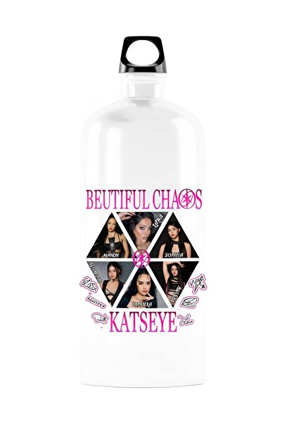 Green Print Bidon de Apa cu Katseye- Beautiful Chaos, alb, 500ml