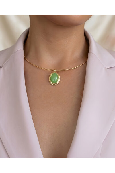 Eva Takı Store Medallion Model Water Green Hicran Necklace