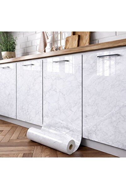 MACVI Folie autoadezivă cu aspect de marmură gri 10 m x 60 cm — Perfectă pent...