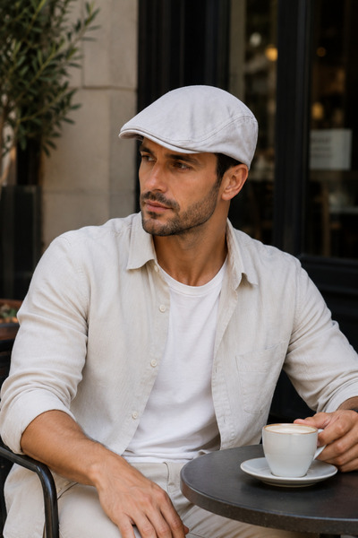 HatClub Exclusive Pălărie unisex Stone Color London Flat Cap, din bumbac, ela...