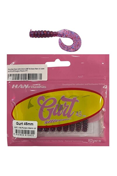 Hanfish Gurt 45 4.5cm LRF Silikon Yem 10 Adet AGT115 Purple Worm UV
