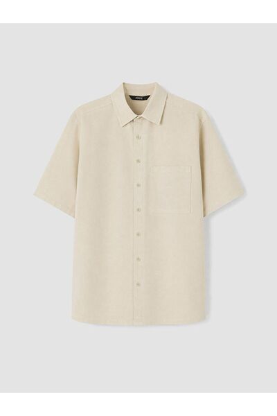 LC Waikiki Xside Beige Relax Fit Poplin Men's Shirt