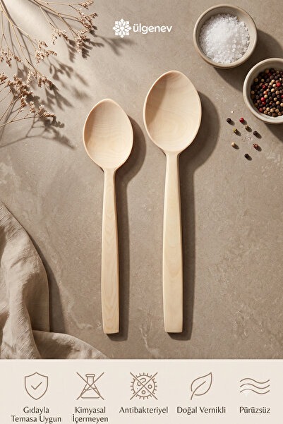 Ülgenev Set of 2 Large Size 100% Natural Boxwood Wooden Spoons Handmade Woode...