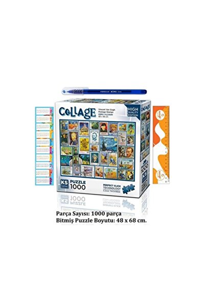 Empressco Renkli Gogh Puzzle 1000 Parça ve Tükenmez Kalem Seti