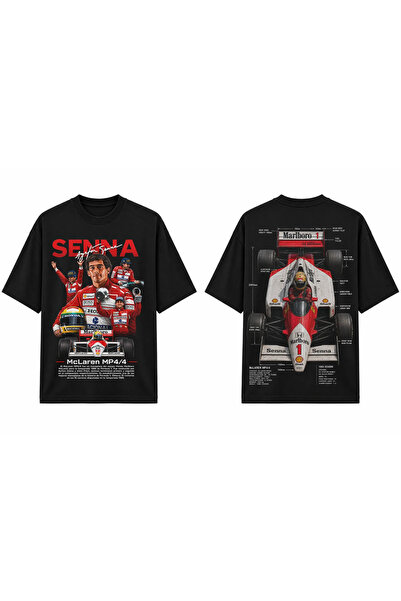 TOMRİS TASARIM Ayrton Senna McLaren MP4/4 Formula Oversize T-Shirt