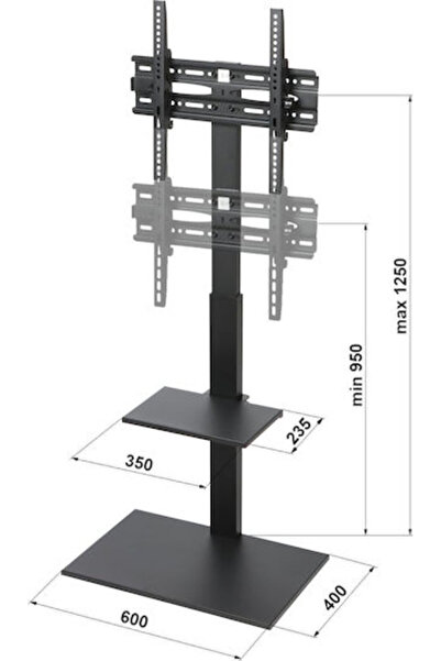 Brateck Suport TV de podea -FS22-44TP, până la 55 de inci, negru