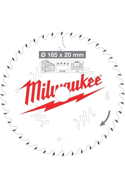 Milwaukee Disc de tăiere pentru lemn, diametru 165mm, cu 40 de dinți, 1 bucată